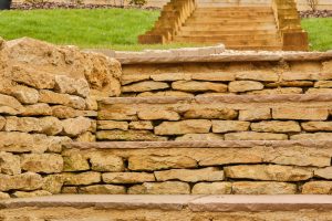close up of the dry stone stairs