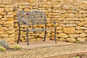 dry stone wall with bench