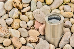 stones and pebbles with outdoor lights